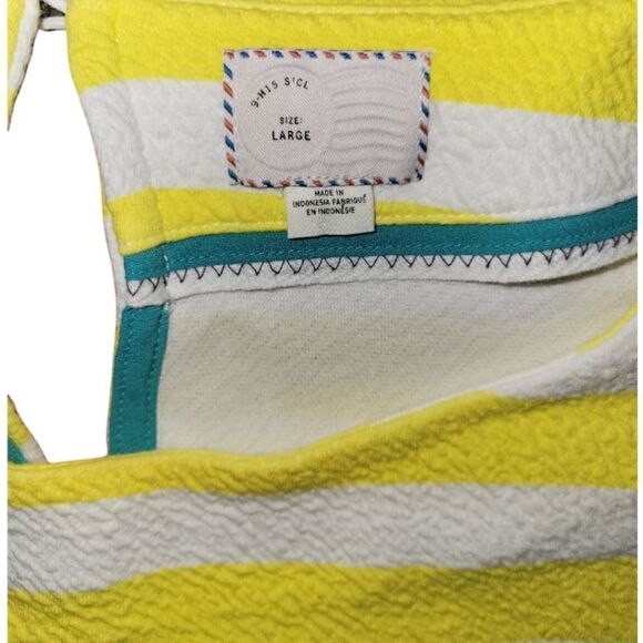 Anthropologie Postage Stamp Edie Butterfly Yellow White Stripe ShortSleeve Top L - Picture 5 of 9